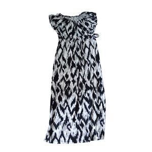 Cato Girls Size M Medium 8/10 Gray Black‎ White Pattern Long Dress EUC
